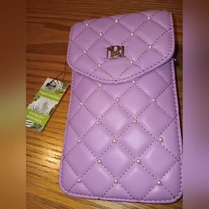 Badgley Mischka Lavender Quilted Phone Bag With Card Holder NWT